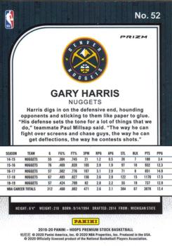 2019-20 Hoops Premium Stock - Prizms Blue #52 Gary Harris Back