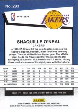 2019-20 Hoops Premium Stock - Prizms Blue #283 Shaquille O'Neal Back