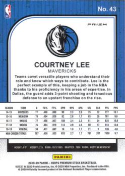 2019-20 Hoops Premium Stock - Prizms Green #43 Courtney Lee Back