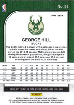 2019-20 Hoops Premium Stock - Prizms Green #93 George Hill Back