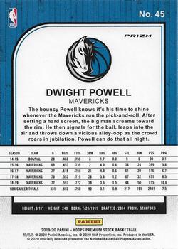 2019-20 Hoops Premium Stock - Prizms Blue Cracked Ice #45 Dwight Powell Back