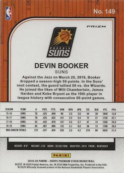 2019-20 Hoops Premium Stock - Prizms Blue Cracked Ice #149 Devin Booker Back