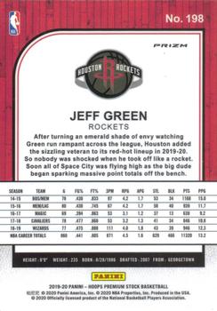 2019-20 Hoops Premium Stock - Prizms Blue Cracked Ice #198 Jeff Green Back