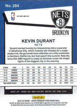 2019-20 Hoops Premium Stock - Prizms Blue Cracked Ice #284 Kevin Durant Back