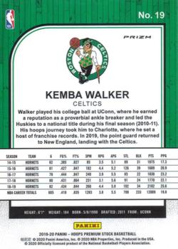 2019-20 Hoops Premium Stock - Prizms Green Cracked Ice #19 Kemba Walker Back
