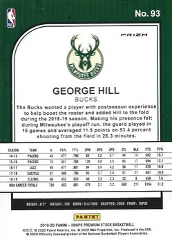 2019-20 Hoops Premium Stock - Prizms Green Cracked Ice #93 George Hill Back