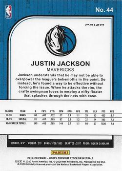 2019-20 Hoops Premium Stock - Prizms Red Cracked Ice #44 Justin Jackson Back