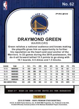 2019-20 Hoops Premium Stock - Prizms Red Cracked Ice #62 Draymond Green Back