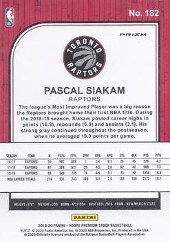2019-20 Hoops Premium Stock - Prizms Red Cracked Ice #182 Pascal Siakam Back