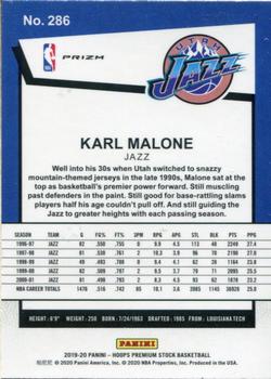 2019-20 Hoops Premium Stock - Prizms Red Cracked Ice #286 Karl Malone Back