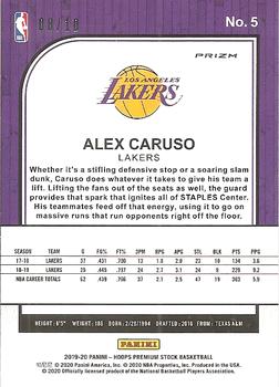 2019-20 Hoops Premium Stock - Prizms Gold Cracked Ice #5 Alex Caruso Back