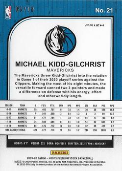 2019-20 Hoops Premium Stock - Prizms Gold Cracked Ice #21 Michael Kidd-Gilchrist Back