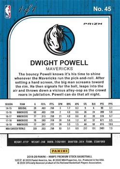 2019-20 Hoops Premium Stock - Prizms Black Cracked Ice #45 Dwight Powell Back