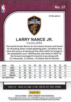 2019-20 Hoops Premium Stock - Prizms Purple Disco #37 Larry Nance Jr. Back