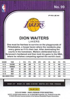 2019-20 Hoops Premium Stock - Prizms Purple Disco #99 Dion Waiters Back