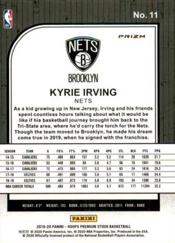 2019-20 Hoops Premium Stock - Prizms Flash #11 Kyrie Irving Back