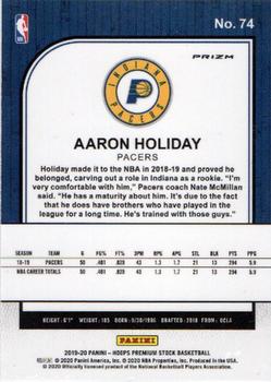 2019-20 Hoops Premium Stock - Prizms Silver Laser #74 Aaron Holiday Back
