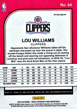 2019-20 Hoops Premium Stock - Prizms Silver Laser #84 Lou Williams Back