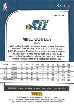 2019-20 Hoops Premium Stock - Prizms Silver Laser #186 Mike Conley Back