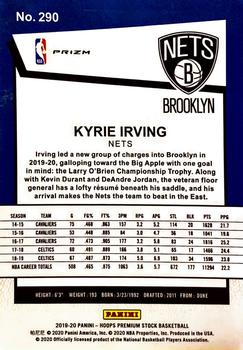 2019-20 Hoops Premium Stock - Prizms Silver Laser #290 Kyrie Irving Back