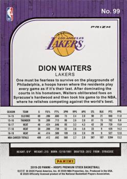 2019-20 Hoops Premium Stock - Prizms Shimmer #99 Dion Waiters Back