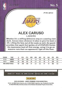 2019-20 Hoops Premium Stock - Prizms Red Shimmer #5 Alex Caruso Back