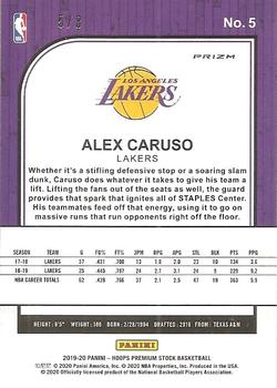 2019-20 Hoops Premium Stock - Prizms Gold Shimmer #5 Alex Caruso Back