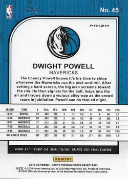 2019-20 Hoops Premium Stock - Prizms Gold Shimmer #45 Dwight Powell Back