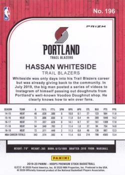 2019-20 Hoops Premium Stock - Prizms Pulsar #196 Hassan Whiteside Back