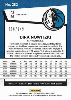 2019-20 Hoops Premium Stock - Prizms Premium Set #282 Dirk Nowitzki Back