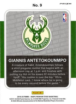 2019-20 Hoops Premium Stock - Backstage Pass Red #9 Giannis Antetokounmpo Back