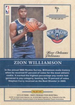 2019-20 Hoops Premium Stock - Class of 2019 Holo #7 Zion Williamson Back