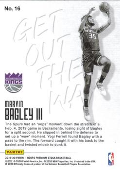 2019-20 Hoops Premium Stock - Get Out The Way #16 Marvin Bagley III Back