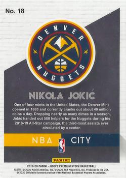 2019-20 Hoops Premium Stock - NBA City #18 Nikola Jokic Back