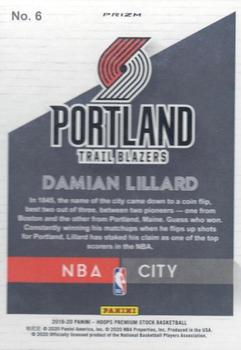 2019-20 Hoops Premium Stock - NBA City Blue #6 Damian Lillard Back