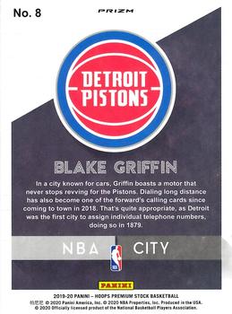 2019-20 Hoops Premium Stock - NBA City Blue #8 Blake Griffin Back