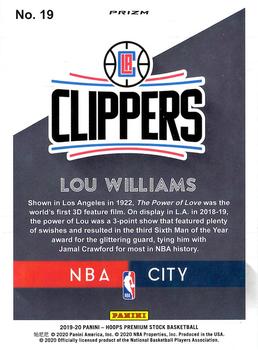2019-20 Hoops Premium Stock - NBA City Blue #19 Lou Williams Back