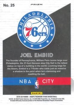 2019-20 Hoops Premium Stock - NBA City Holo #25 Joel Embiid Back