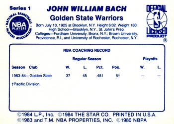 1985 Star Coaches #NNO John Bach Back