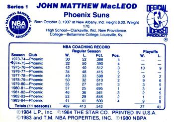 1985 Star Coaches #NNO John MacLeod Back