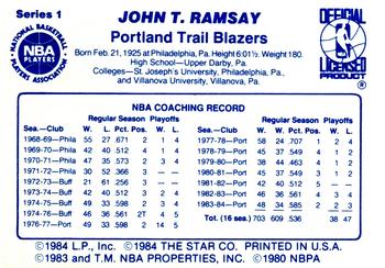 1985 Star Coaches #NNO Jack Ramsay Back