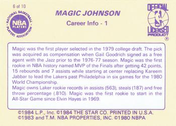 1986 Star Magic Johnson #6 Magic Johnson / Career Info 1 Back