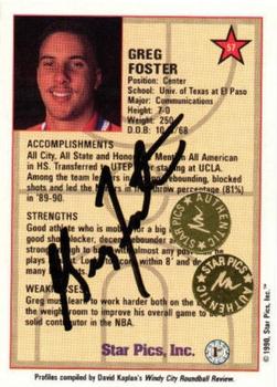 1990 Star Pics - Autographs #57 Greg Foster Back