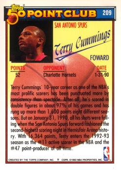 1992-93 Topps - Gold #209 Terry Cummings Back