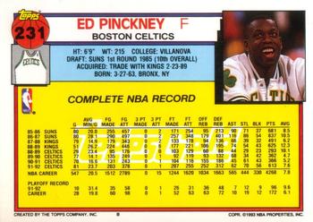 1992-93 Topps - Gold #231 Ed Pinckney Back