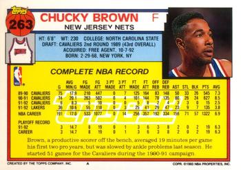 1992-93 Topps - Gold #263 Chucky Brown Back
