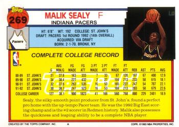 1992-93 Topps - Gold #269 Malik Sealy Back