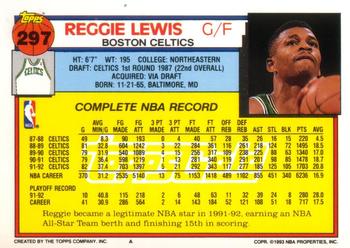 1992-93 Topps - Gold #297 Reggie Lewis Back