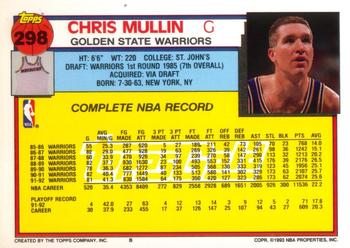 1992-93 Topps - Gold #298 Chris Mullin Back