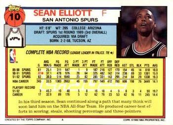 1992-93 Topps - Gold #10 Sean Elliott Back